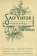 Magyarország, Zalaegerszeg, Saly Viktor fényképész., 1909, Fortepan, műterem, fényképész, hátlap, Fortepan #114781