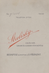 Magyarország, Budapest V., Dorottya utca 9., Strelisky fényképész., 1909, Fortepan, műterem, fényképész, hátlap, Budapest, Fortepan #114792