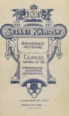 Magyarország, Budapest IV., Árpád út 50., Sellei Károly fényképészeti műterme., 1909, Fortepan, műterem, fényképész, hátlap, Budapest, Fortepan #114795