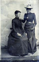 1900, Fortepan, hat, women, umbrella, gloves, double portrait, Fortepan #114806