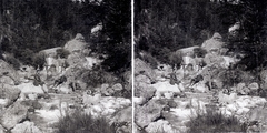 1905, Fortepan/Album007, stereophoto, tourist, stream, sitting on a rock, Fortepan #114821