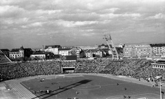 Magyarország, Népstadion, Budapest XIV., Magyarország - Finnország válogatott atlétikai viadal., 1960, Móra András, nézőtér, stadion, Budapest, Fortepan #114880