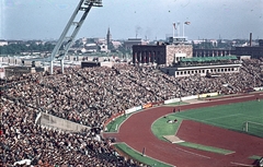 Magyarország, Népstadion, Budapest XIV., Magyarország - Ausztria (1:2) válogatott labdarúgó-mérkőzés 1961. június 11-én., 1961, Móra András, színes, nézőtér, stadion, Budapest, Fortepan #114906