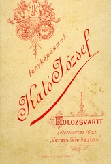 Románia,Erdély, Kolozsvár, Sétatér utca 16., Kató József fényképész., 1910, Móra András, műterem, fényképész, hátlap, Fortepan #114954