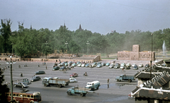 Magyarország, Budapest VII.,Budapest XIV., Dózsa György út és az Ötvenhatosok tere (Felvonulási tér)., 1959, Móra András, Budapest, dísztribün, Fortepan #114991