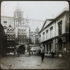 Egyesült Királyság, London, a Guildhall a Gresham Street irányából nézve., 1900, Fortepan/Album006, templom, középület, neogótika, George Dance-terv, Fortepan #115046