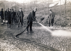 1931, Zsivkov Anita - Koós Árpád / Kocsis András fényképei, road construction, hosing, Fortepan #115209