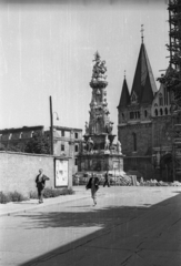 Hungary, Budapest I., Szentháromság tér a Szentháromság utcából nézve., 1957, Répay András, Budapest, Holy Trinity Statue, Fortepan #115447