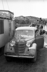 Hungary,Lake Balaton, Tihany, a Komp I. üzemben Szántód felé., 1957, Répay András, automobile, number plate, Komp I. ship, Fortepan #115455