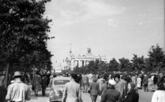 Oroszország, Moszkva, Népgazdaság Eredményeinek Kiállítása (később Összoroszországi Kiállítási Központ), főbejárat., 1958, Répay András, Szovjetunió, szocreál, vásár, bejárat, nemzeti örökség, Fortepan #115479