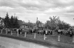 Magyarország, Sásd, Szent Imre út (66-os főút) a Gödrei-vízfolyástól nézve., 1958, Répay András, lovaskocsi, lópokróc, Fortepan #115520