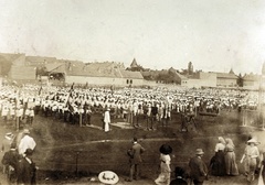 Hungary, Pécs, sporttelep a József Attila (Ráth Mátyás) utca és a Mártírok útja (Bánffy Dezső utca) között., 1914, Schmal Alexandra, line-up, Fortepan #115603