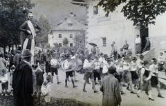 Austria, Mauterndorf, Samsonumzüge (felvonulás a bibliai Sámson bábujával)., 1937, Széman György, Fortepan #115657