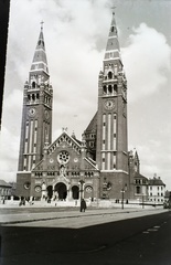 Magyarország, Szeged, Dóm tér, Fogadalmi templom., 1933, Széman György, templom, Schulek Frigyes-terv, katolikus, székesegyház, Fortepan #115698