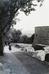 Magyarország, Esztergom, bástya a vár alsó kapujánál, kilátás a város felé., 1939, Széman György, várrom, Fortepan #115727