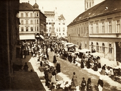 Hungary, Budapest I., Tárnok utca a Dísz tér felől a Szentháromság tér felé nézve., 1905, Széman György, market, Budapest, castle district, Fortepan #115827