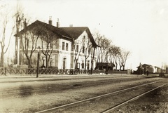 Hungary, Kunszentmiklós, vasútállomás., 1906, Széman György, railing, train station, rails, station-house, Fortepan #115864