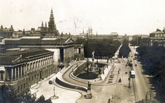 Ausztria, Bécs, Dr. Karl Renner-Ring, balra a Parlament, háttérben a Városháza (Rathaus) és a Votivkirche tornyai., 1925, Széman György, Fortepan #115871