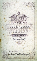 Románia,Erdély, Temesvár, Hess és Kossák fényképészek., 1900, Holló Krisztina, műterem, fényképész, hátlap, Fortepan #115997