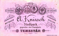 Románia,Erdély, Temesvár, Knirsch Antal fényképészeti műterme., 1900, Holló Krisztina, műterem, fényképész, hátlap, Fortepan #116001