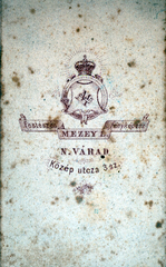 Románia,Erdély, Nagyvárad, Közép utca 3., Mezey Lajos festőművész és fényképész., 1900, Holló Krisztina, műterem, fényképész, hátlap, Fortepan #116005