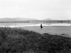 Hungary,Lake Velence, Venice, háttérben bal oldalon a Bence-hegy, jobb oldalon a Csúcsos-hegy látszik., 1950, Gyöngyi, picture, Fortepan #11623