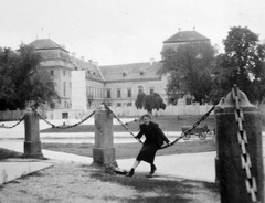 Magyarország, Pápa, Esterházy kastély., 1950, Gyöngyi, kastély, barokk-stílus, kordé, Fellner Jakab-terv, Grossmann József-terv, Franz Anton Pilgram-terv, Fortepan #11627