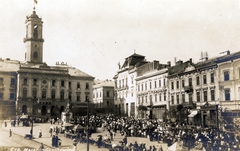 Ukrajna, Csernyivci, Központi (Piac) tér, balra a Városháza., 1915, Visnyovszky Éva, Fortepan #116276