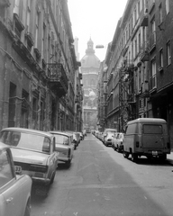 Hungary, Budapest VI., Lázár utca, a kép hátterében a Bazilika., 1985, Fortepan, number plate, Budapest, Fortepan #11663