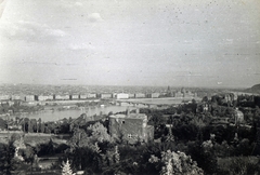 Magyarország, Budapest II., kilátás a Szemlőhegy utca 37. számú házból a Margit híd és a Parlament felé., 1951, Horváth Márton, Budapest, madártávlat, látkép, Fortepan #116785