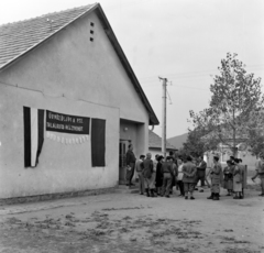 Magyarország, 1959, FSZEK Budapest Gyűjtemény / Sándor György, Sándor György, felirat, Fortepan #116869