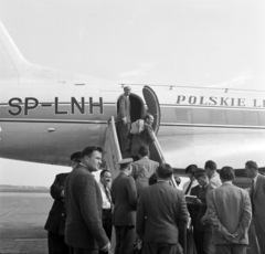 1959, FSZEK Budapest Gyűjtemény / Sándor György, Sándor György, repülőgép, repülőtér, Iljusin-márka, LOT (Polish Airlines), Iljusin IL-14, Fortepan #116870