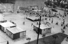 Hungary, Budapest V., Eötvös tér, augusztus 20-i rendezvény., 1957, FSZEK Budapest Gyűjtemény / Sándor György, Sándor György, Budapest, stage, tent, Fortepan #116986