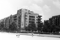 Hungary, Budapest XIII., Szent István park., 1957, FSZEK Budapest Gyűjtemény / Sándor György, Sándor György, Budapest, modern architecture, building, wood, Fortepan #116993