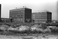 Hungary, Budapest XI., a mai Goldmann György tér és környéke a Petőfi híd budai hídfőjénél, szemben a Budapesti Műszaki Egyetem (később Budapesti Műszaki és Gazdaságtudományi Egyetem) épületei., 1957, FSZEK Budapest Gyűjtemény / Sándor György, Sándor György, Budapest, Budapest University of Technology, Fortepan #117184