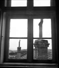 1956, Aradi Péter, Szenczi Mária, chimney, window, Fortepan #117417