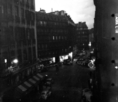 Franciaország, Párizs, Rue de l'Odéon a Carrefour de l'Odéon és a Boulevard Saint-Germain felé nézve., 1959, Aradi Péter, Szenczi Mária, Fortepan #117526