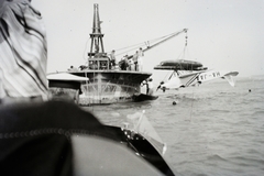 Magyarország,Balaton, Siófok, lezuhant Junkers A50ci Junior repülőgép., 1934, Korbuly, repülőgép, Junkers-márka, járműroncs, lajstromjel, Junkers A50 Junior, úszódaru, Fortepan #117611