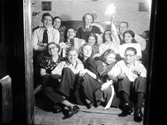 1940, Glázer Attila, partying, accordion, Fortepan #117887