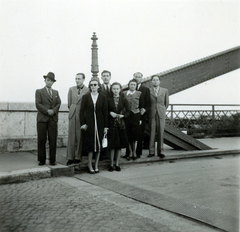 Szlovákia, Komárom, a Kis-Duna-ág hídja az Erzsébet-sziget felé nézve., 1940, Glázer Attila, híd, Duna-híd, Feketeházy János-terv, Fortepan #118019