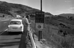 Olaszország, a Bologna-Firenze autópálya Bagno A Ripoli település közelében., 1965, Fortepan/Album013, Trabant-márka, rendszám, Fortepan #118167