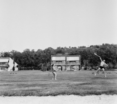 1975, MHSZ, bathing suit, badminton, Fortepan #118256