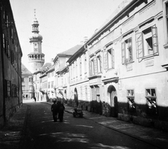 Hungary, Sopron, Tűztorony a Kolostor utcából nézve., 1942, Gádoros Lajos, Fortepan #11851