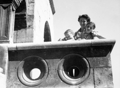 Hungary, Halászbástya, Budapest I., erkély a Schulek lépcső fölött., 1948, Gádoros Lajos, balcony, Frigyes Schulek-design, Budapest, Fortepan #11861