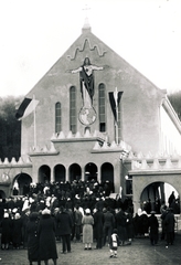 Magyarország, Komló, Szent Borbála-templom., 1937, Uj Nemzedék napilap, templom, katolikus, Jézus Krisztus-ábrázolás, Irsy László-terv, Fortepan #118761