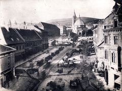 Magyarország, Pécs, Széchenyi tér., 1904, Uj Nemzedék napilap, templom, madártávlat, Fortepan #118811