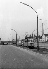 Magyarország, Budapest XIII.,Budapest IV., a Béke utcai közúti aluljáró a Gyöngyösi utcától nézve., 1959, FSZEK Budapest Gyűjtemény / Sándor György, Sándor György, villamos, lámpaoszlop, Budapest, viszonylatszám, Fortepan #118949