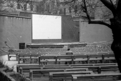 Magyarország, Budapest IX., Ráday utca 46. Petőfi kertmozi., 1959, FSZEK Budapest Gyűjtemény / Sándor György, Sándor György, mozi, Budapest, szabadtéri színpad, Fortepan #118955