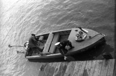 Hungary, Budapest XIII., pesti alsó rakpart a Pozsonyi úti református templom környékén., 1957, FSZEK Budapest Gyűjtemény / Sándor György, Sándor György, Kováts boat engine, Budapest, Fortepan #119088