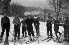 Lengyelország, 1947, Bogdan Celichowski, férfiak, hegyoldal, síléc, síbot, Fortepan #119160